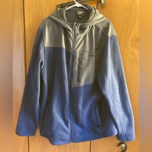 CB Blue and Gray Fleece Zipper Down Jacket